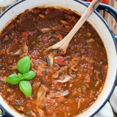 A mushroom marinara that's 100x better than any canned sauce! Perfect for spaghetti, lasagna, chicken parmesan & more! @NatashasKitchen