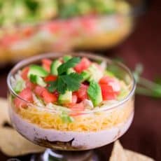 You can take this Taco salad dip to any party really. It's just an all-around-amazing dip; sort of like the 7-layer dip, but it holds it's own.