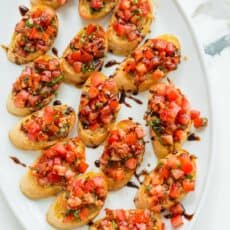 Italian Tomato Bruschetta on a platter